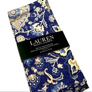 Lauren RALPH LAUREN napkins blue cotton 4 NEW
